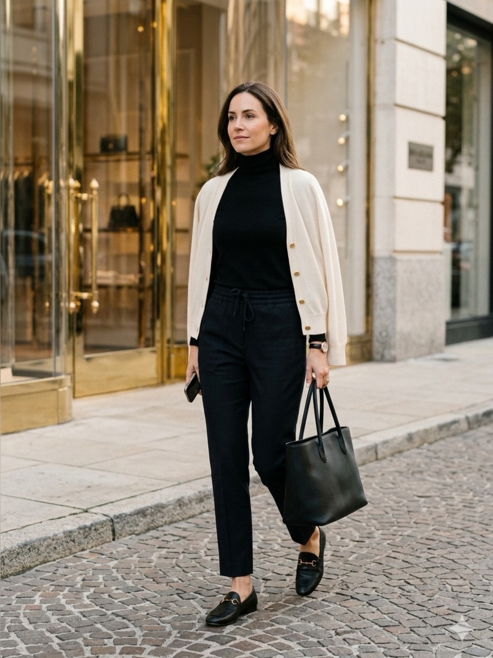 Sibel Saral Black Pull-On Wool Trousers with Drawstring size S